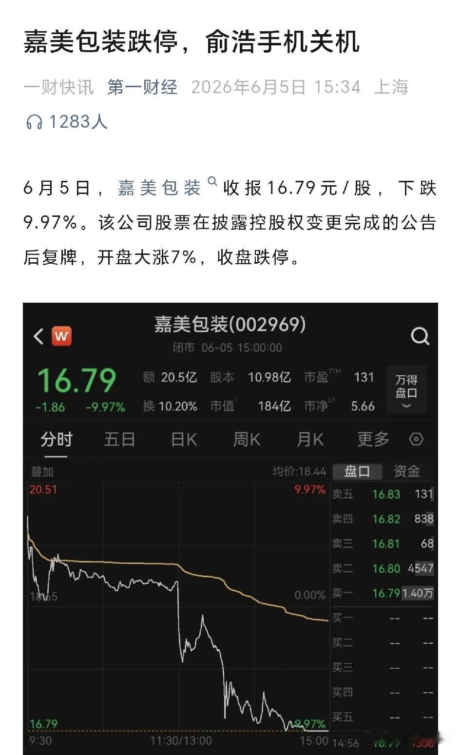 第一财经消息：追觅科技老板俞浩手机关机…

究竟是什么原因关机目前未知，此前媒体