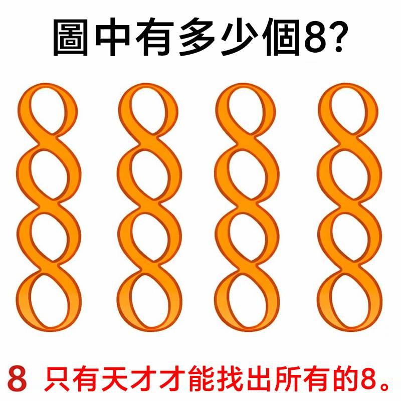 只有天才才能找全所有的8，你能找出几个8？