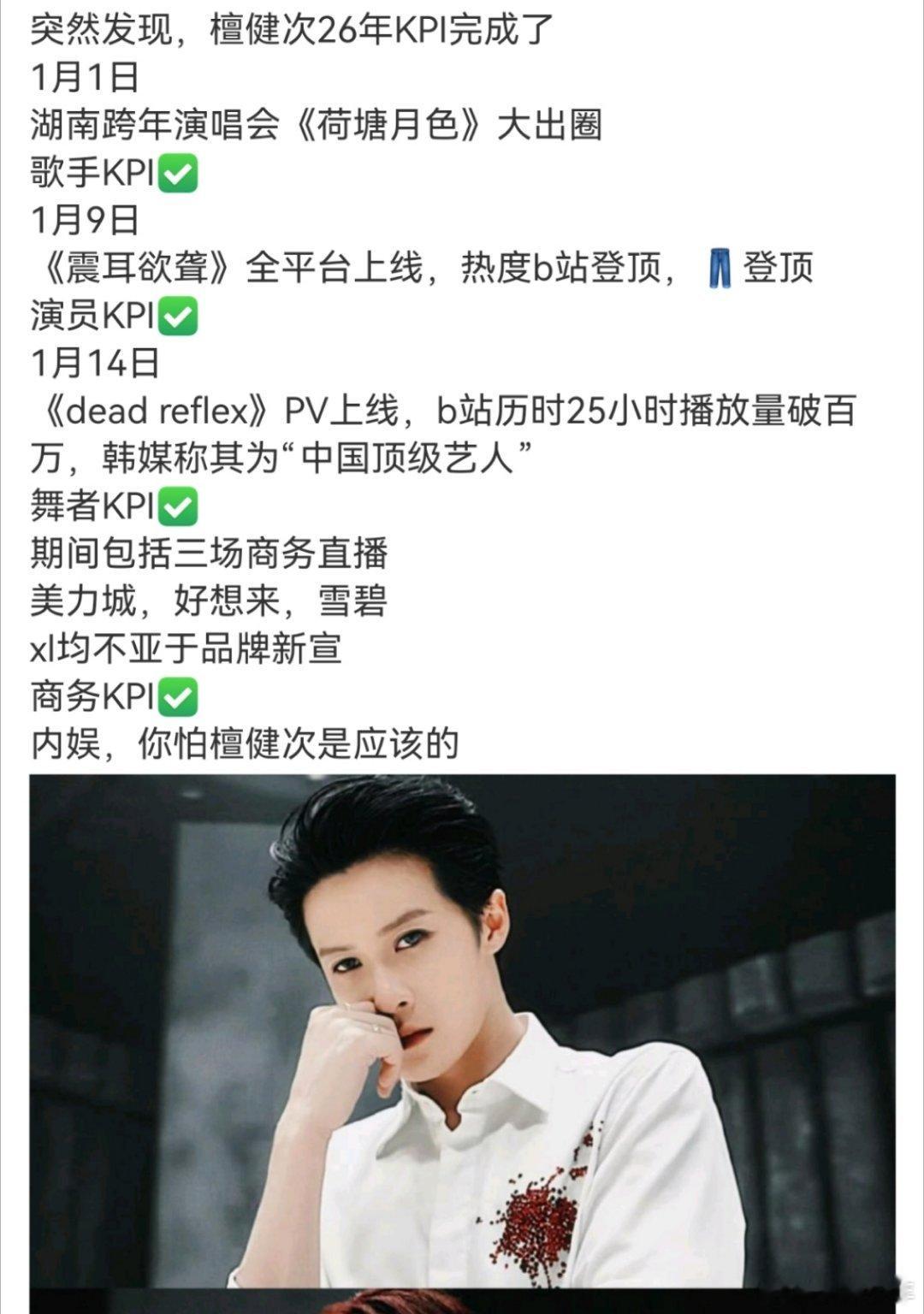 檀健次26年kpi完成了檀健次2026年kpi完成了 谁懂啊！1月的檀健次是“事