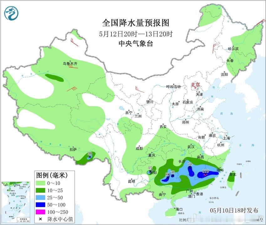 【降水】昨晚到今天，东北以及西南华南等地出现降水，并伴随对流，大面上的降雨不是很