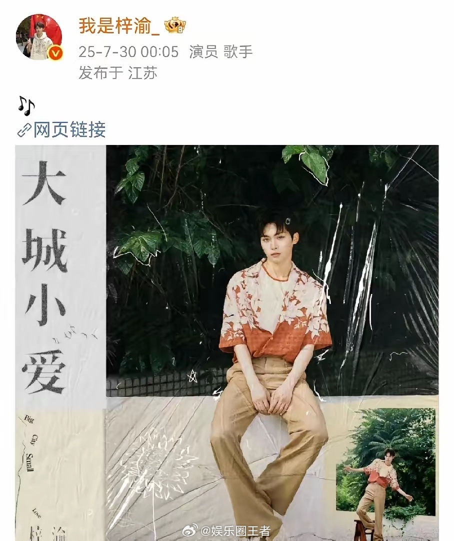 梓渝学生时期女朋友事件对梓渝完全没有任何影响，开始正常营业了，发了自己唱的歌。发