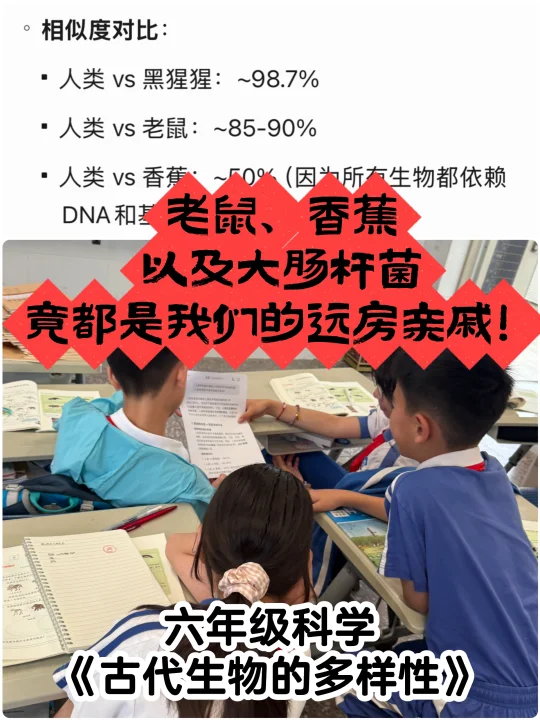 很惊喜！竟在班里得出了【生物同源论】！