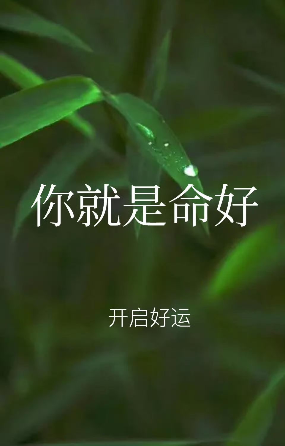 记住，你就是命好。 