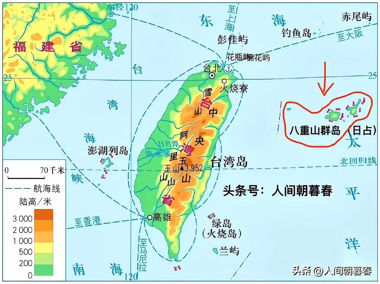 我国台湾岛近海最大的天然附属岛屿应该是八重山群岛，而并非是澎湖列岛。地理上，八重
