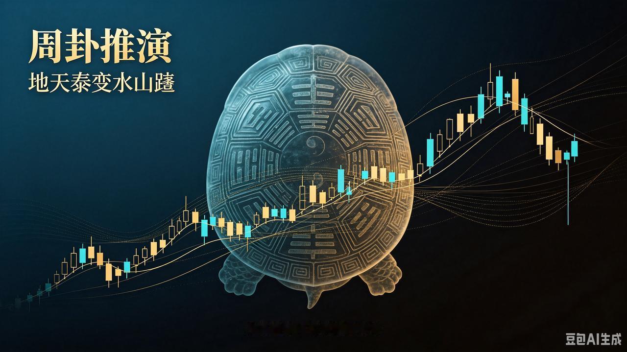 下周盘面推演｜卦象地天泰变水山蹇：——先扬后抑
 
主卦地天泰阴阳相交，初期有和