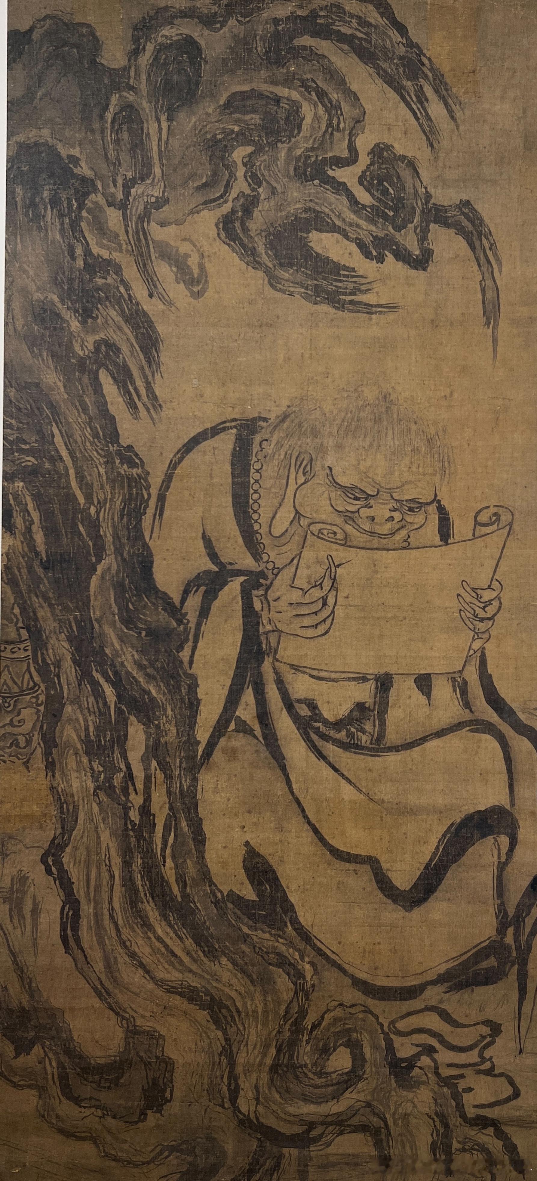 五代·贯休（传）《罗汉图》，藤田美术馆藏此《罗汉图》为一组三幅，描绘三尊姿态各异