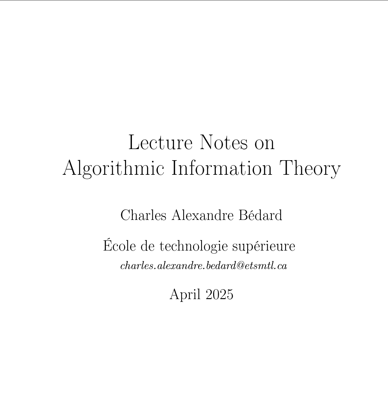 算法信息论讲义（Algorithmic Information Theory, 
