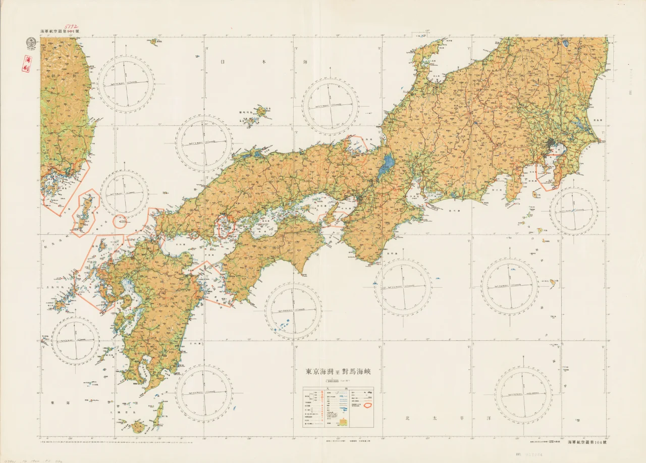 1936年东京海湾至对马海峡地图