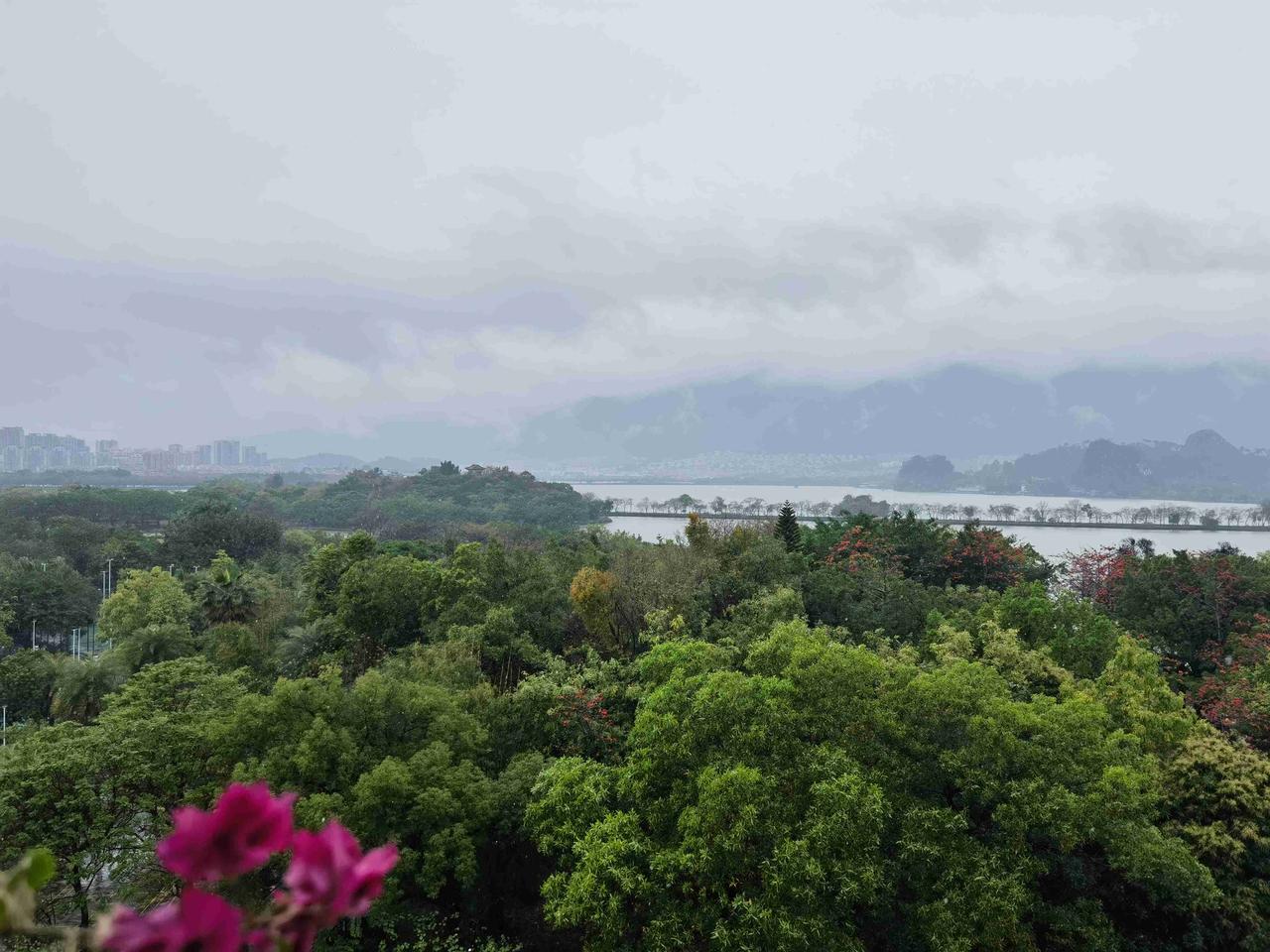 雨洗湖烟淡，峰峦入梦幽。
繁花凝冷色，翠岭锁清愁。
世事风云变，股海一叶舟。
长