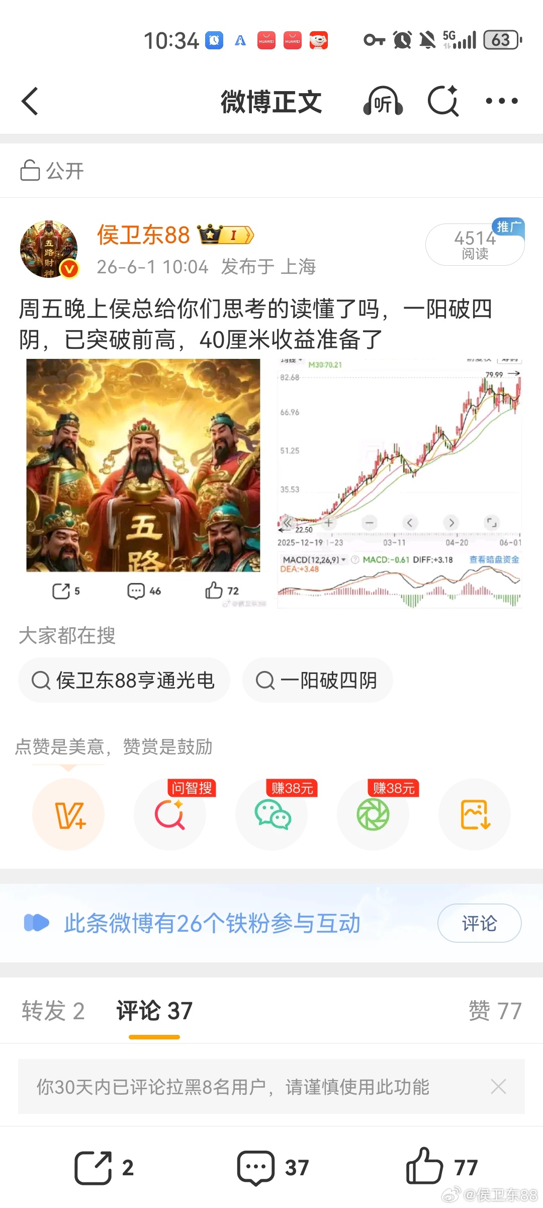 亨通光电稳稳拿下涨停，周末提示你们，昨天也公开公布给你们，这波大长腿有有兄弟姐妹