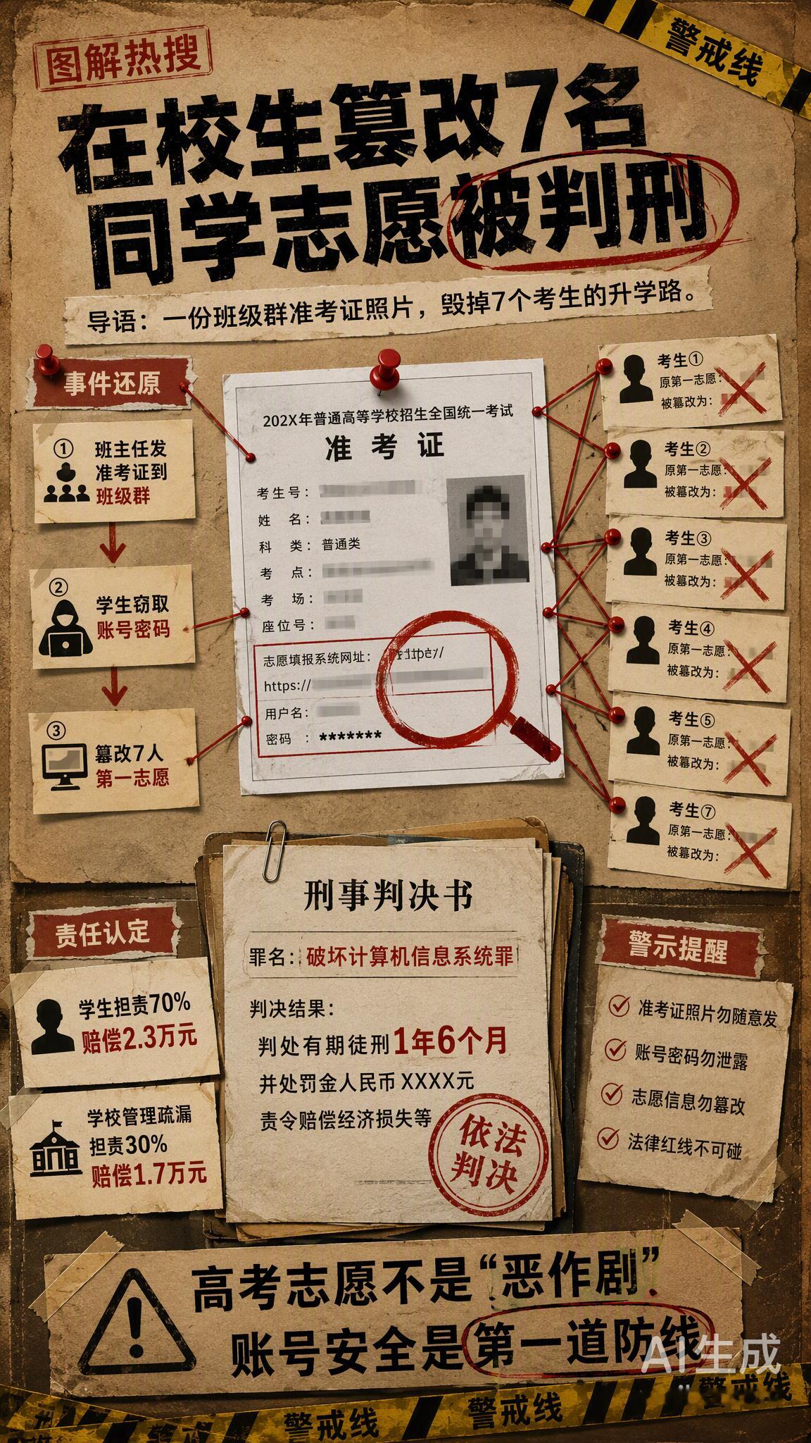 在校生篡改7名同学志愿被判刑 最近这事儿看得人拳头都硬了！好好的升学路就因为别人