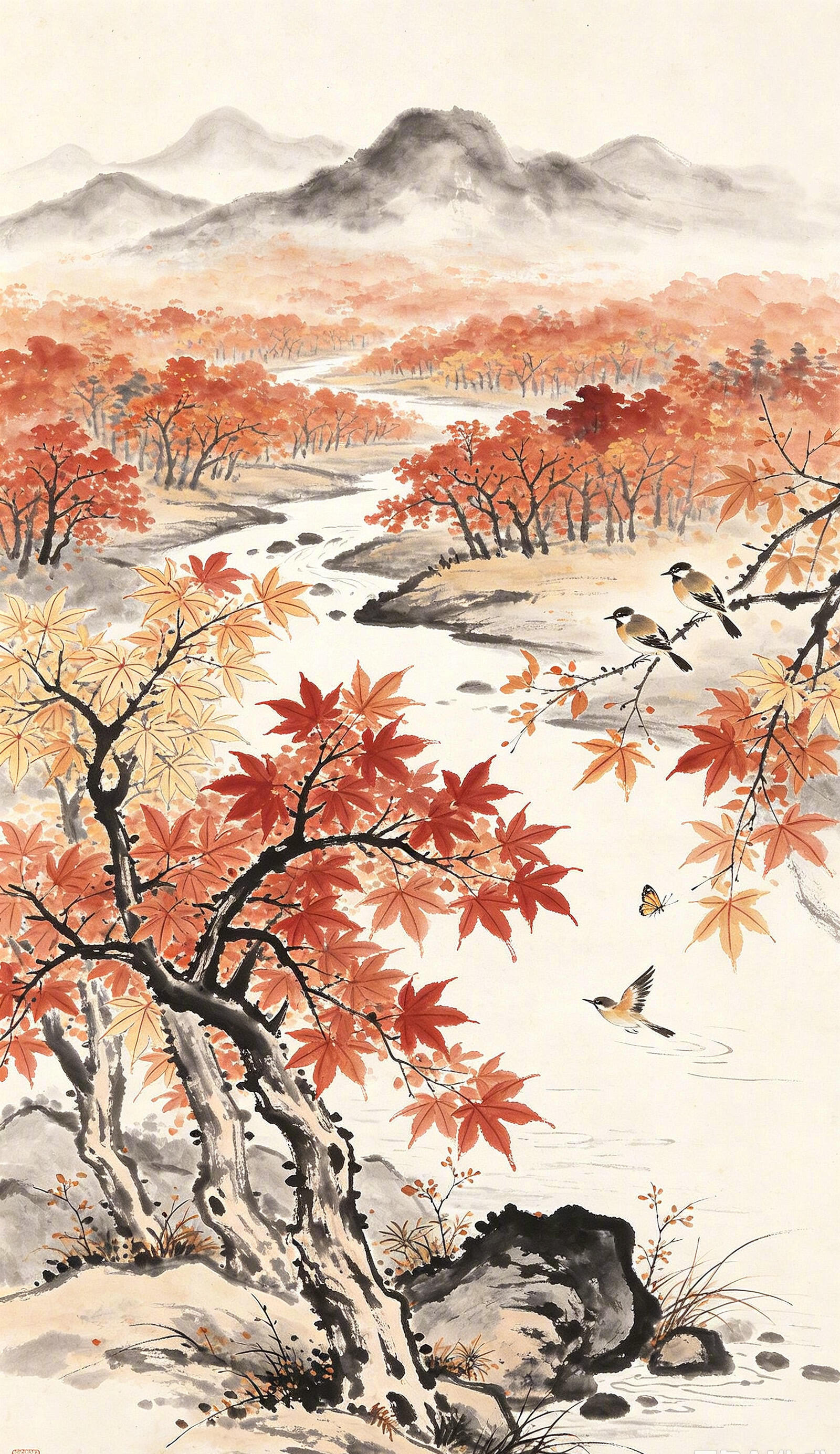 山远、林深、风轻、鸟静，人间忽晚，山河已秋。 