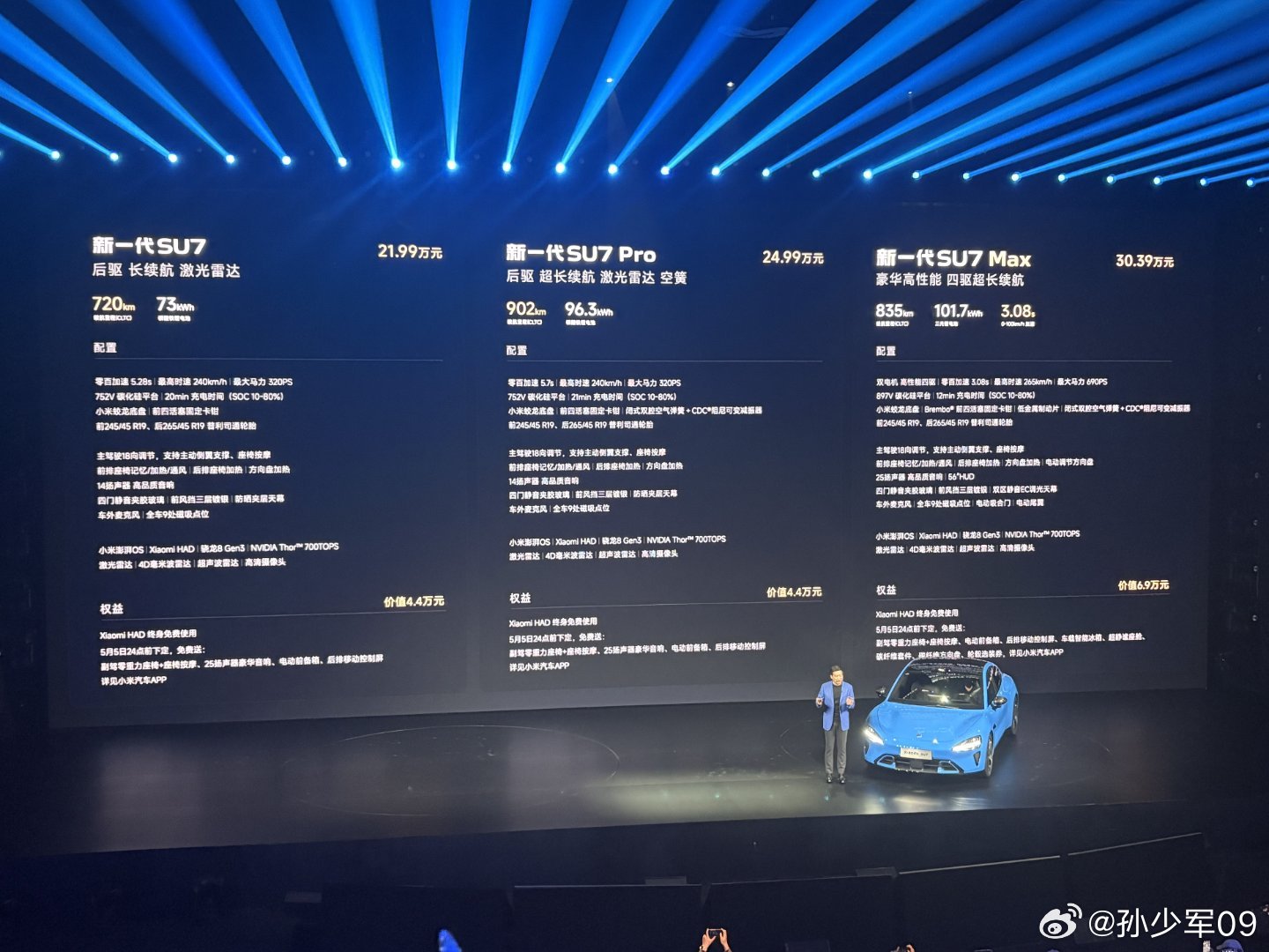 小米SU7新款，起步价21.99万从业群都在边看边讨论，最近热度最高的一场发布会