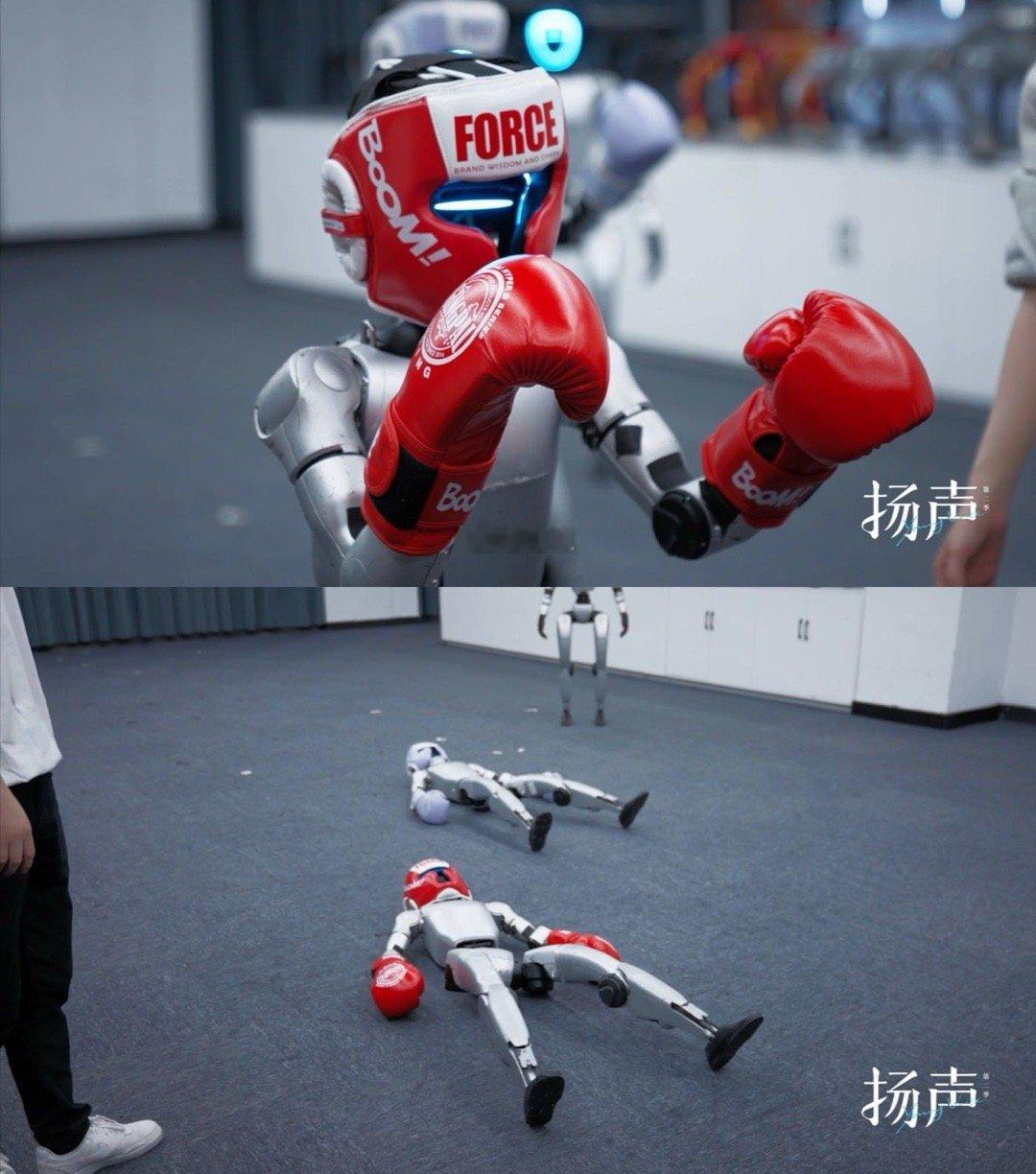 宇树机器人抗揍日常 起猛了，在《纪录片扬声》里看上机器人格斗了！宇树机器人戴着护