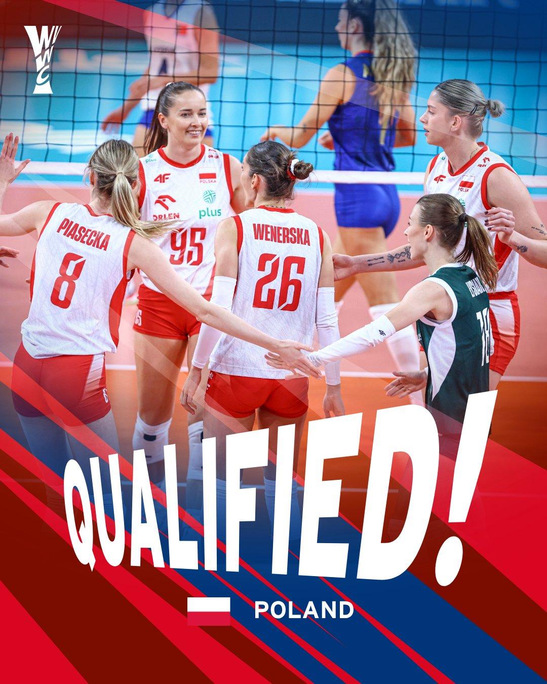 🇵🇱 波兰女排锁定世界杯席位！🎟️🌎
欧锦赛1/4决赛波兰3:1力克荷兰