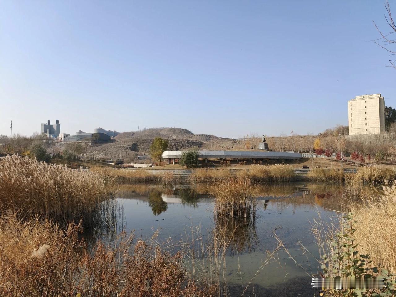 大寨闸公园一开园就成了打卡地。

几年前的秋天，我们闲来无事游走到河滩公路边的小