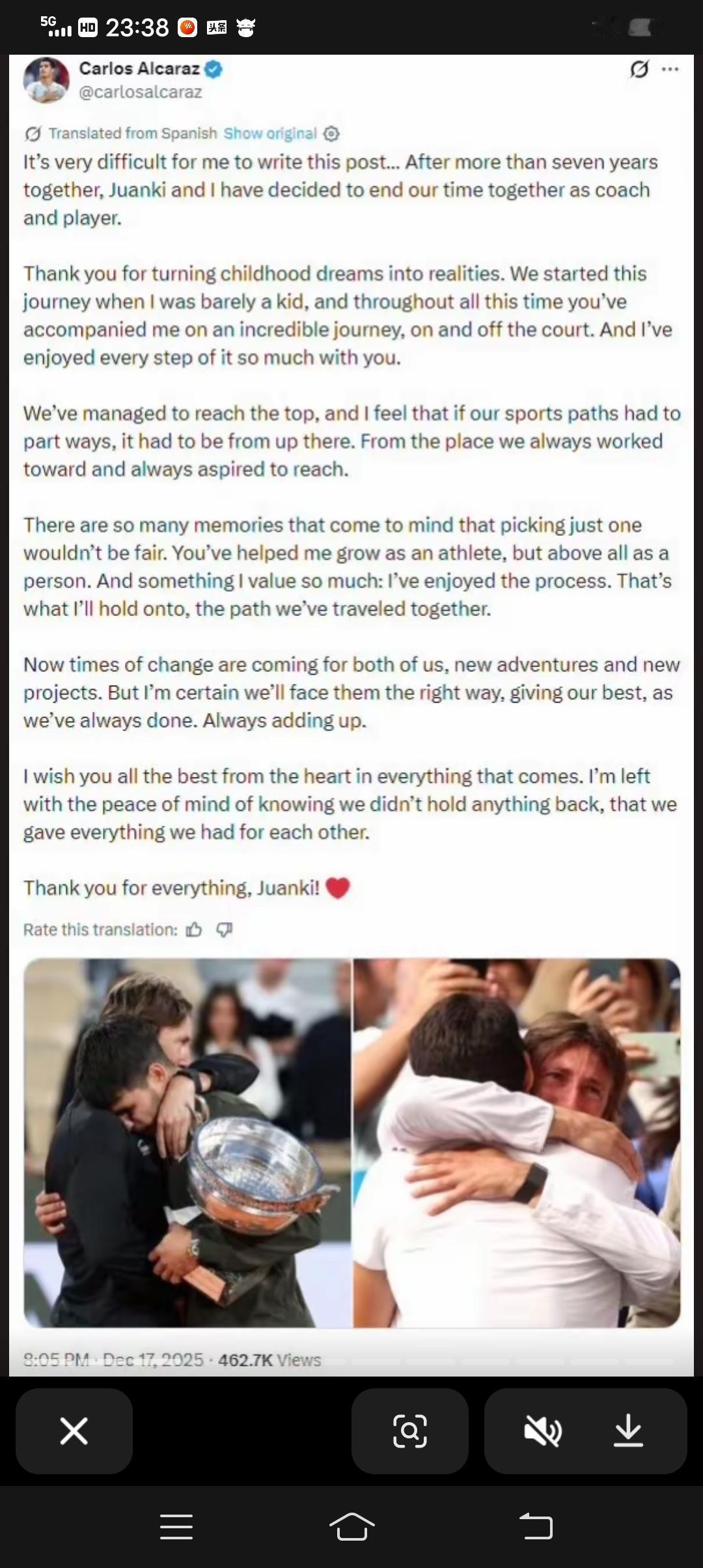 突发:阿尔卡拉斯和费雷罗官宣分手！具体原因两个人在帖子里面都没有提及！
对于今年