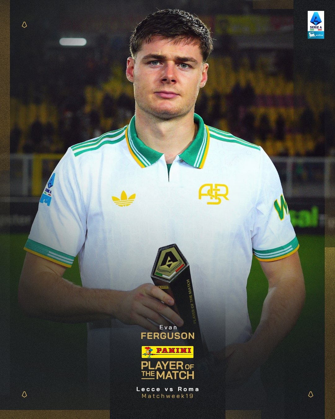 弗格森当选意甲官方评出的罗马vs莱切全场最佳球员 