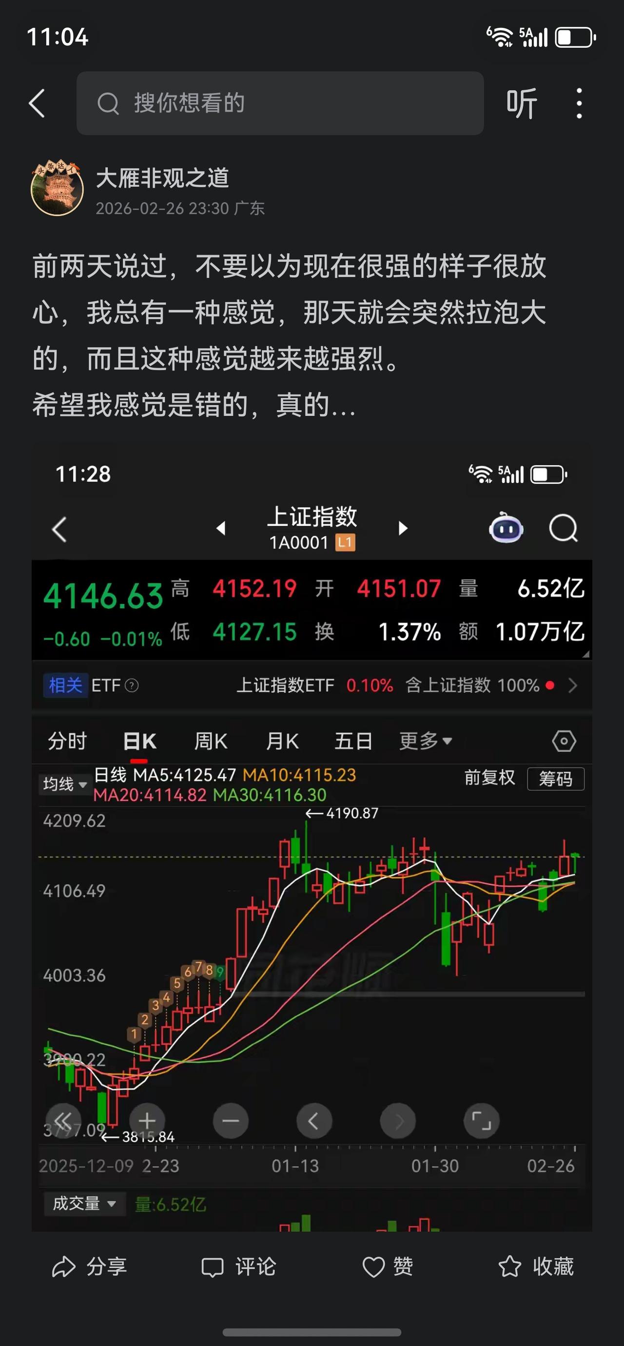 头条的友友们可以去看看我前几天发的消息…从目前的形式看，我的担忧有可能在下周一二