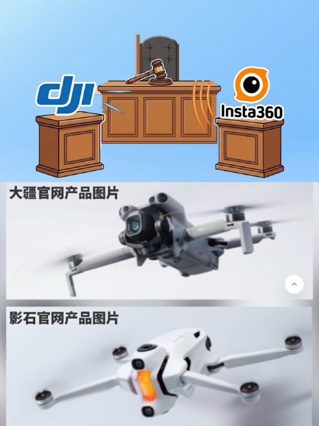 大疆诉影石专利图曝光大疆诉影石这事，最近又有了新进展。影石创始人回应说是“自主创