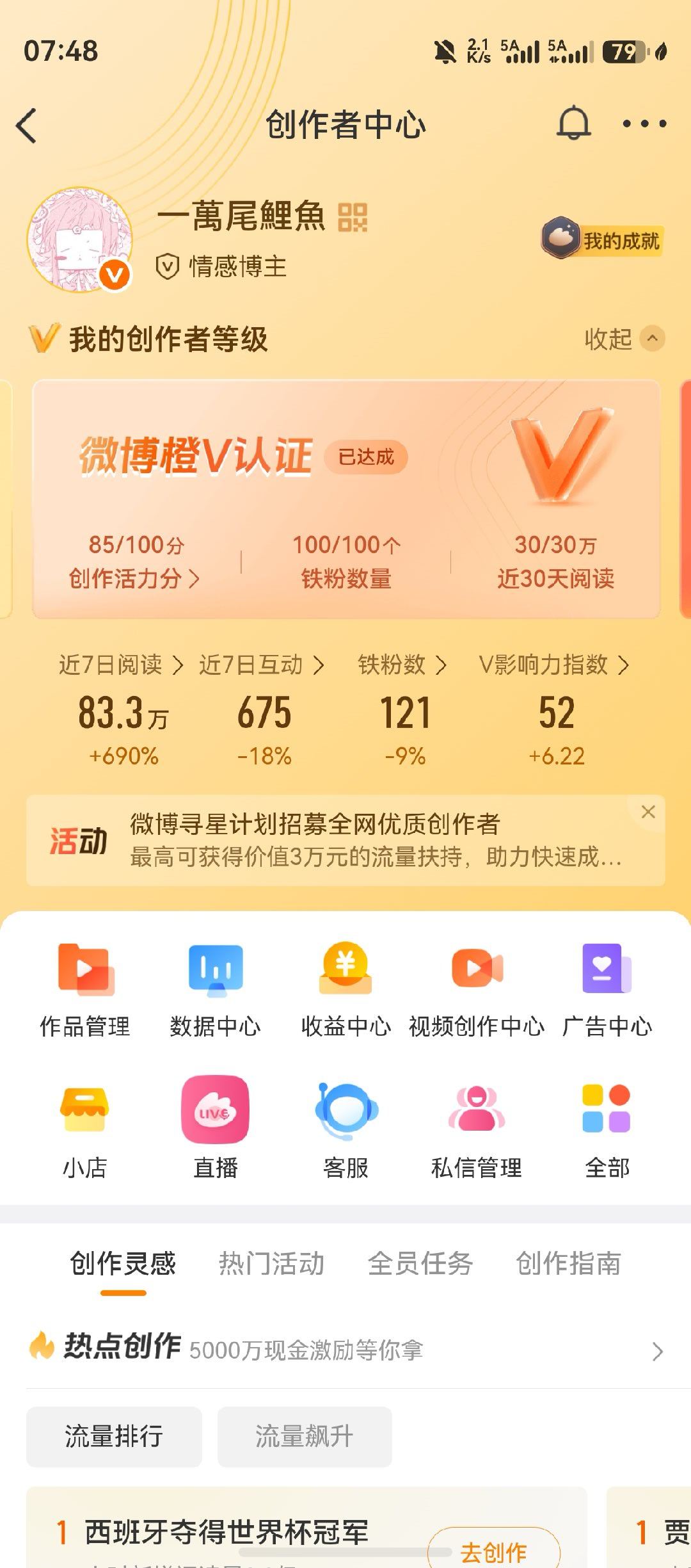 创作活力分不是够了吗，为啥我vvip没了 