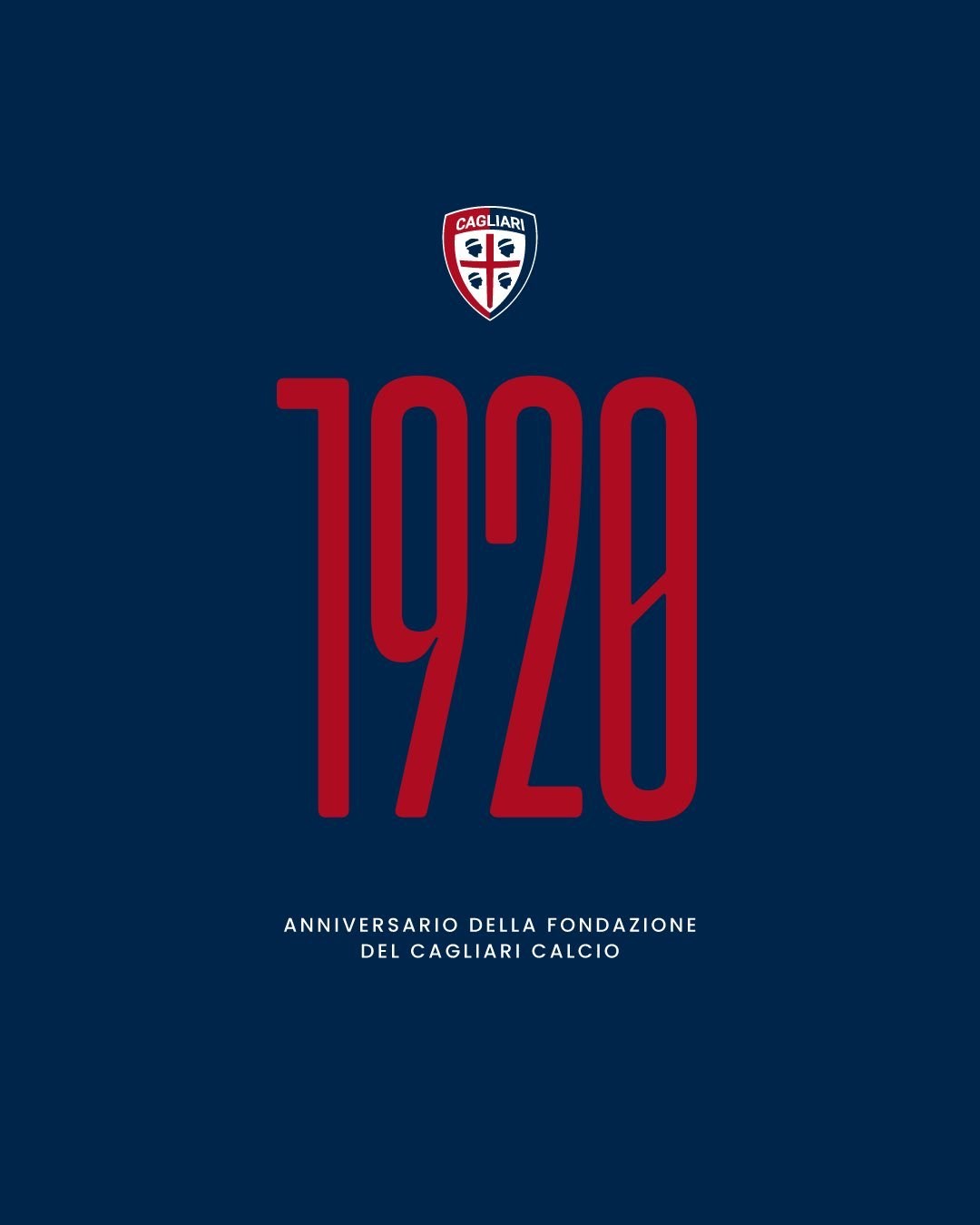 1920年5月30日，卡利亚里有了一支足球队。生日快乐，卡利亚里俱乐部！❤️💙