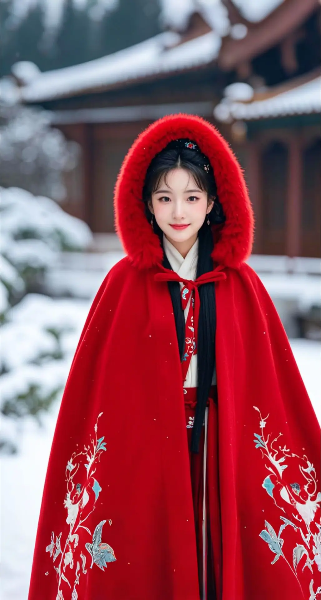 AI扩图 AI汉服雪颜韵