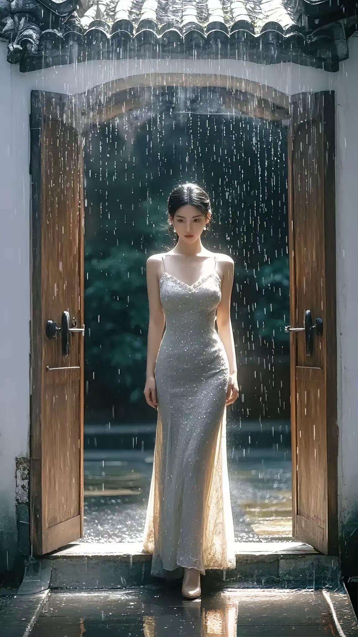 雨中仙子，古风长裙，唯美瞬间