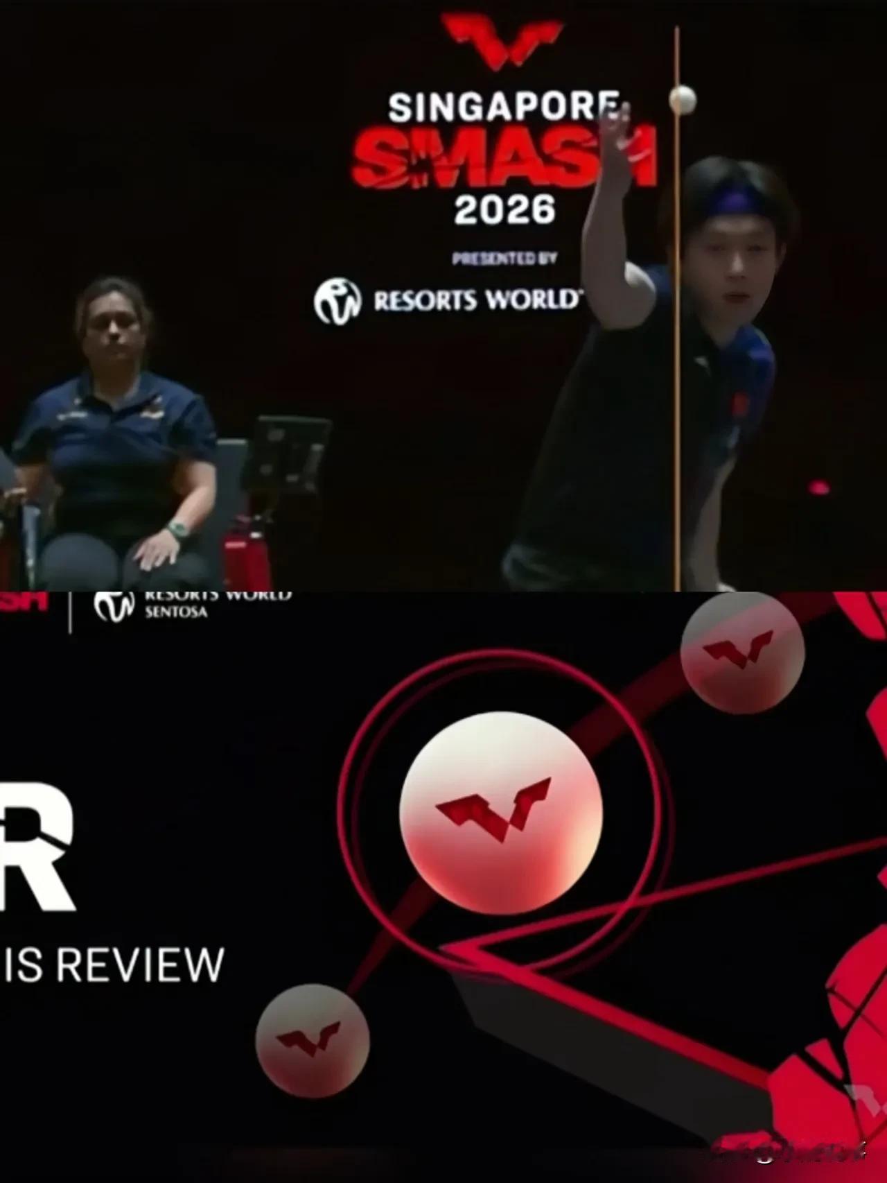 王楚钦这波鹰眼挑战，
真的太解气了！
新加坡大满贯比赛上，他发球被裁判当场判违规