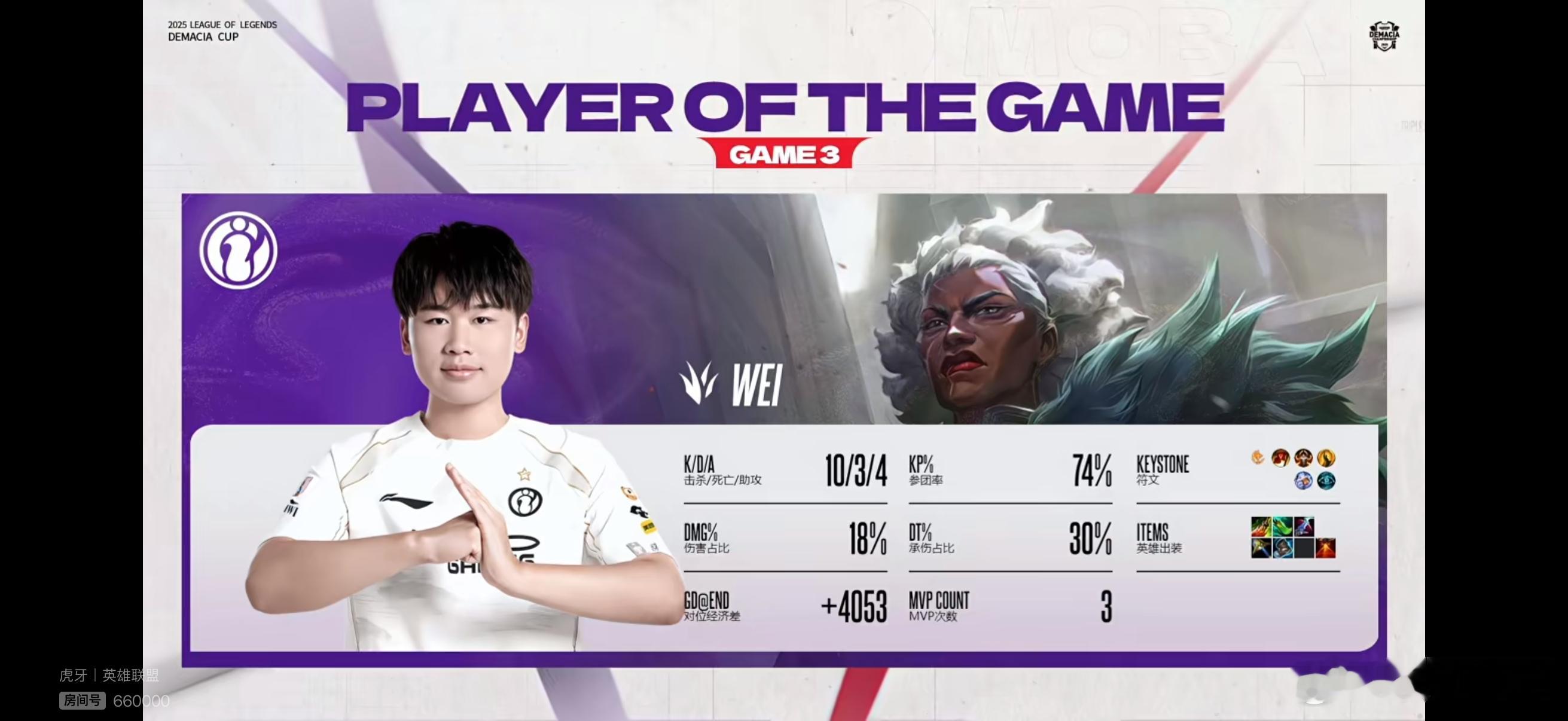 【2025德玛西亚杯 ｜淘汰赛】iG 2:1 TES本局MVP给到Wei！二连M