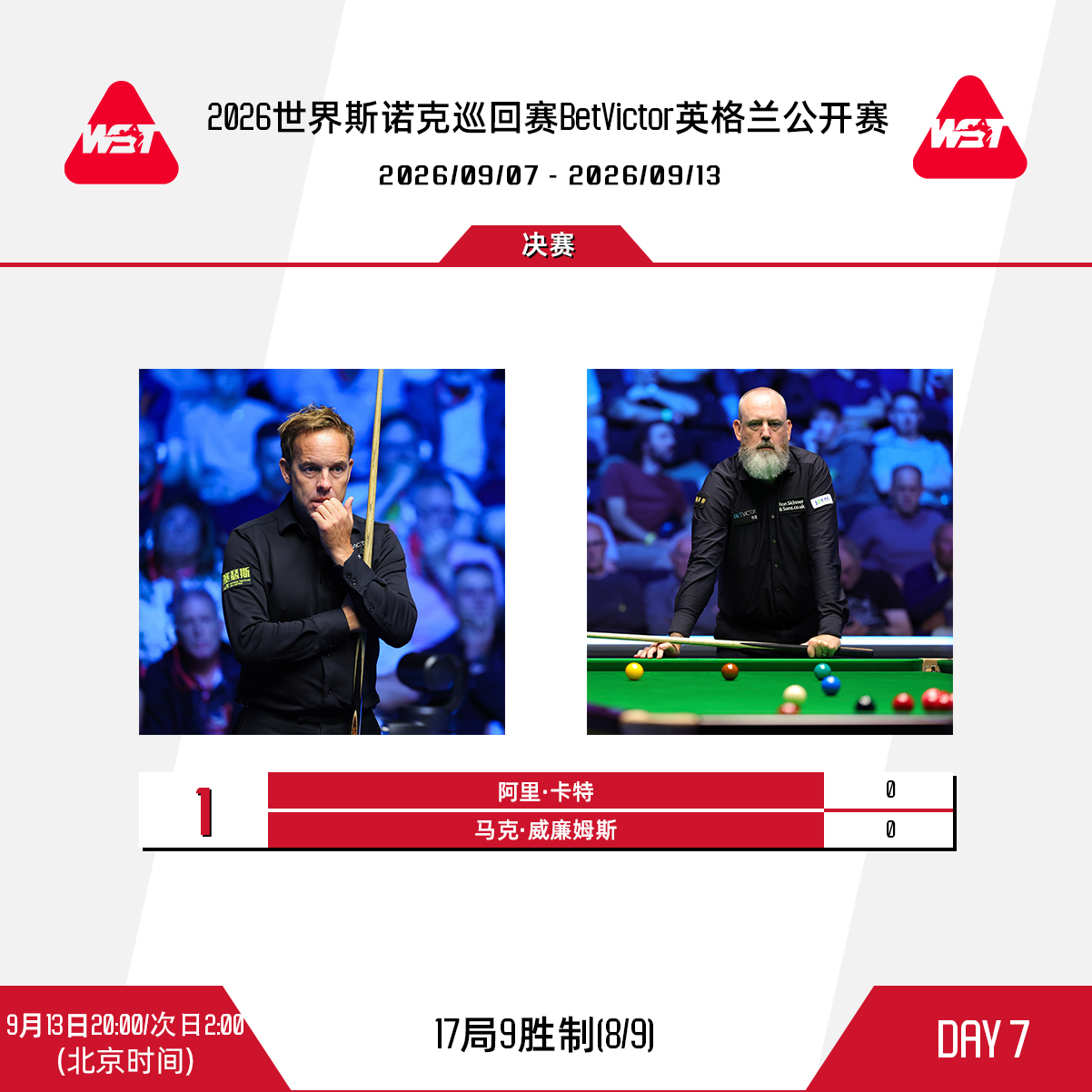 BetVictor2026斯诺克英格兰公开赛 决赛日来袭！北京时间20点，阿里·