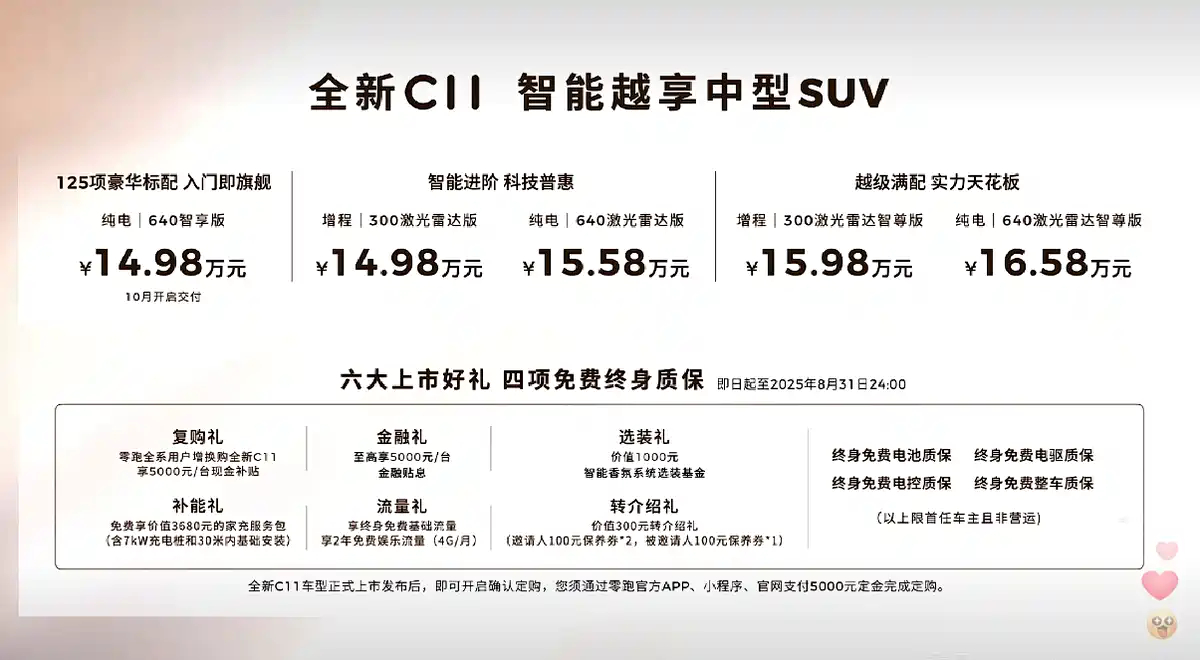 售14.98万起，新款零跑C11正式上市。 ​​​