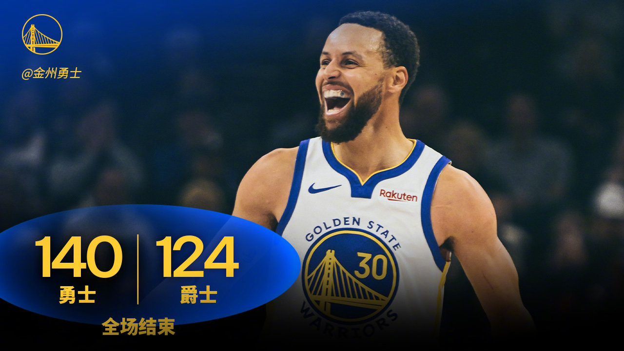 勇士客场140:124战胜爵士🌟勇士vs爵士