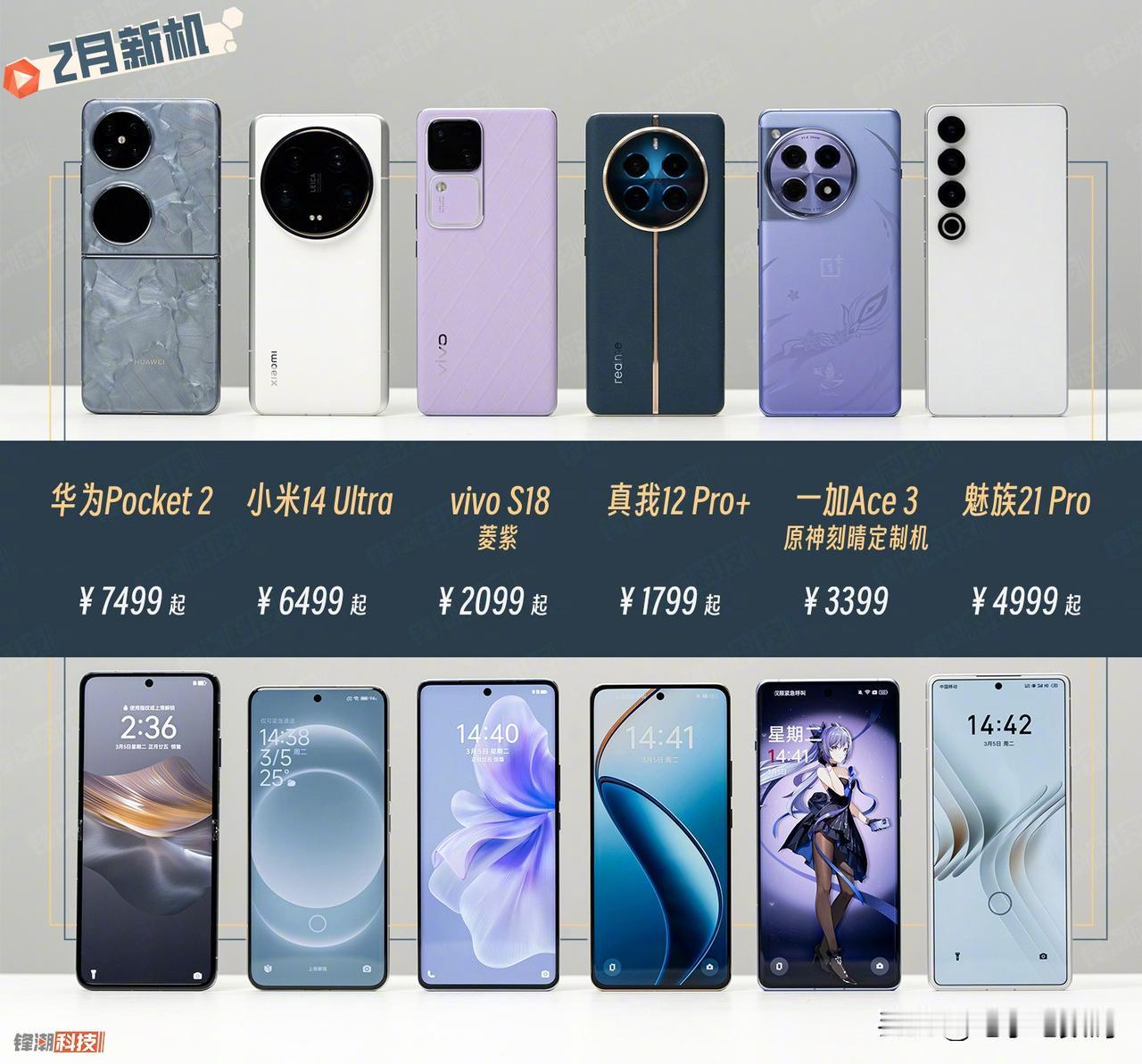 2月新机颜值对比~
虽然都在吐槽魅族21Pro太长不好看，但这么拿来一对比，还是