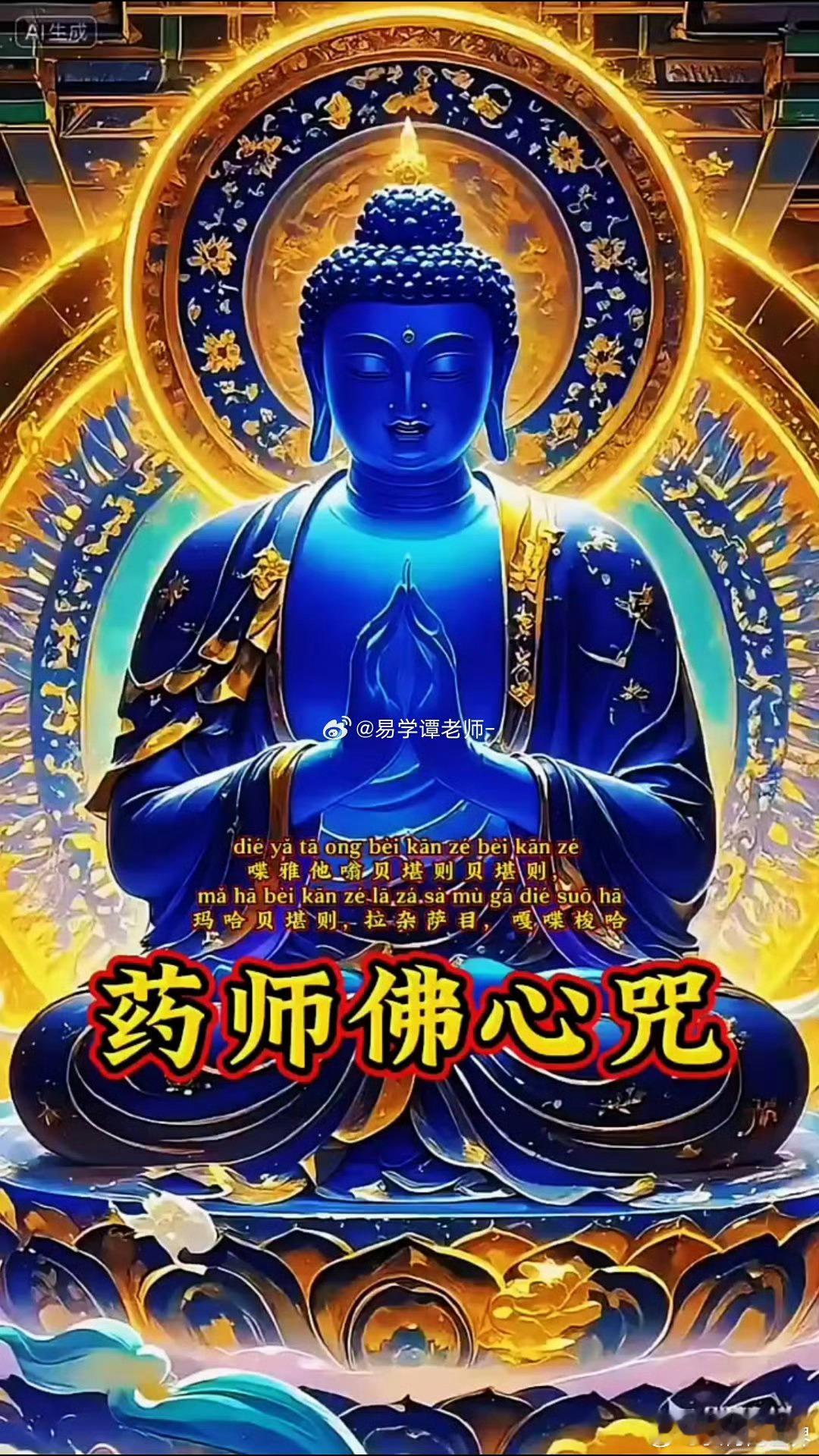 【药师佛心咒】喋雅他 嗡 贝堪则 贝堪则 玛哈贝堪则 燃杂萨目 嘎喋 梭哈。转发