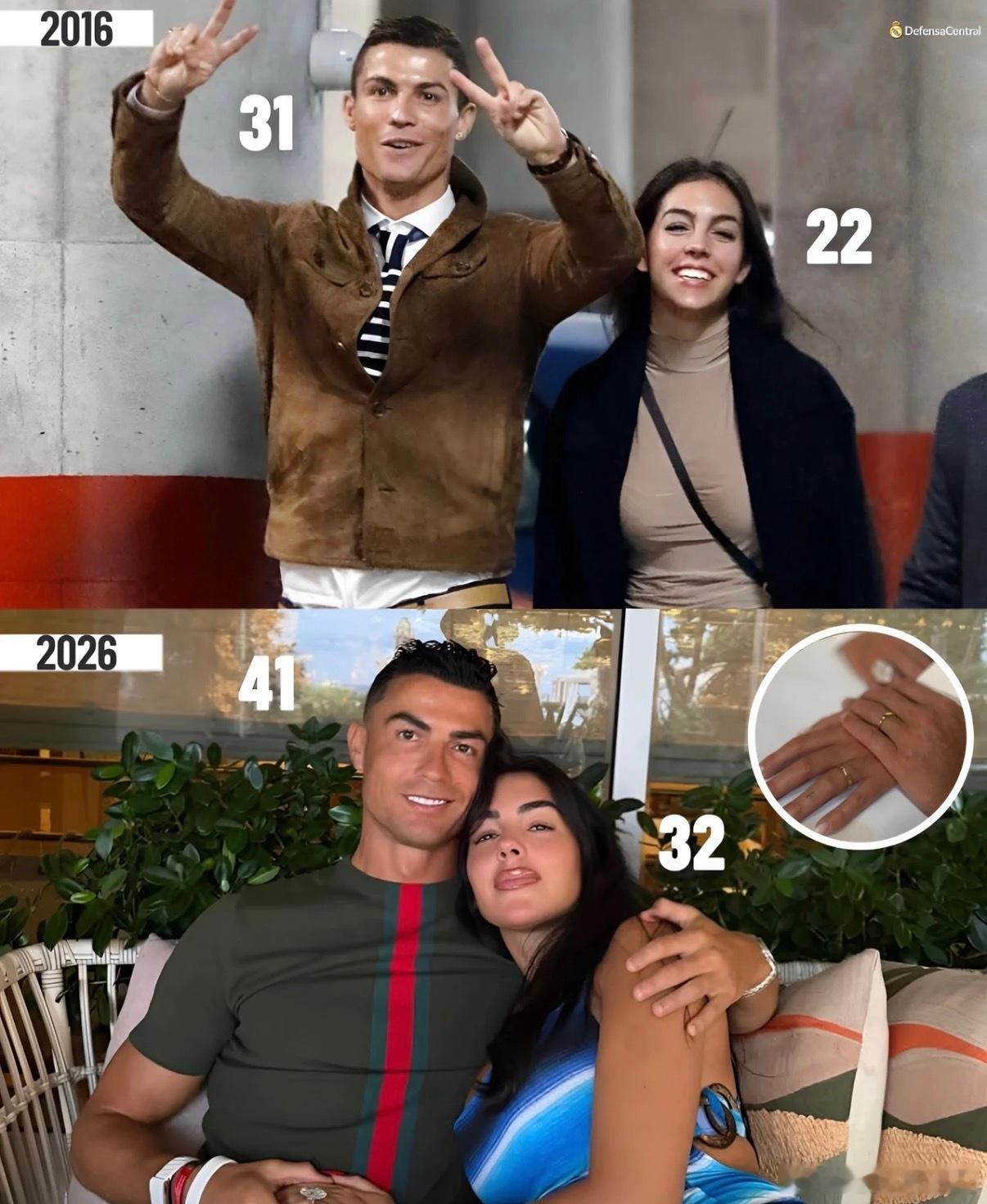 C罗用一张婚戒照和极简配文“C️G”，为与乔治娜的十年爱情长跑画上句号，而这场仅