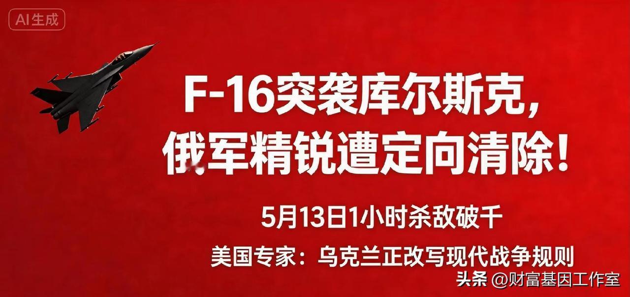 F-16突袭库尔斯克，俄军精锐遭定向清除！5月13日1小时杀敌破千，美国专家：乌