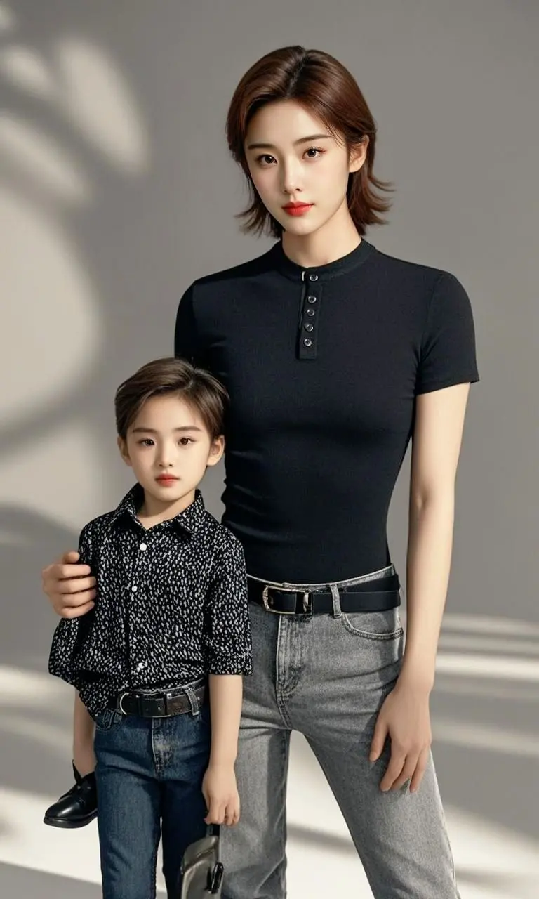 AI黑衣母子酷影