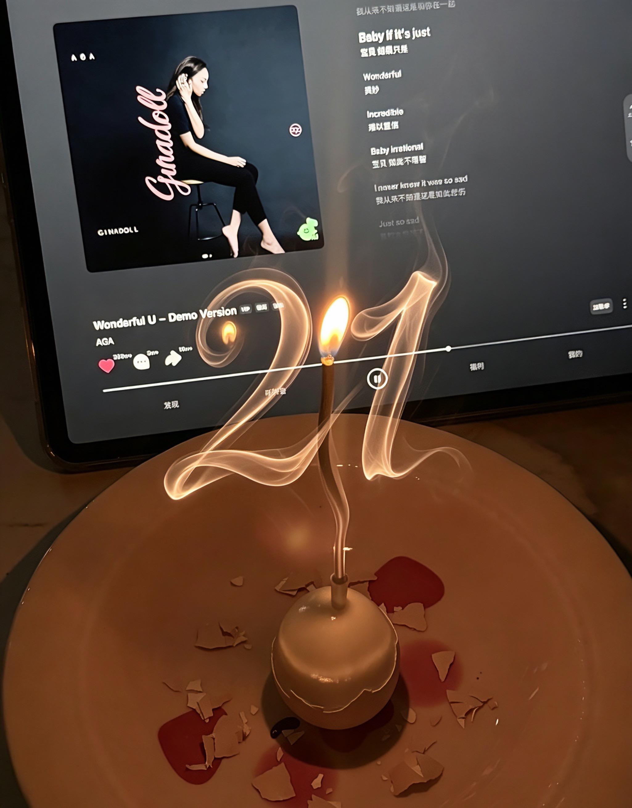 蜡烛点亮着我的出租屋 迎来了我的21岁