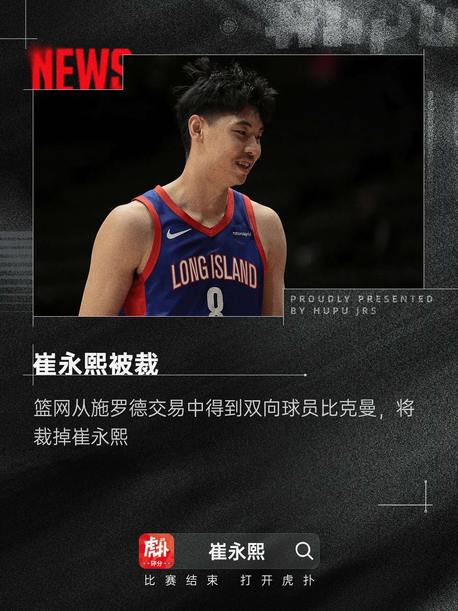 美记：篮网从施罗德交易中得到双向球员，将裁掉崔永熙今日，HoopsHype记者M