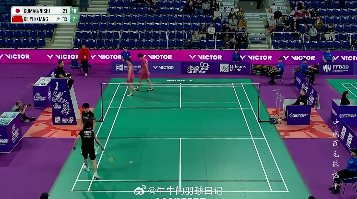 男双 1/4赛熊谷翔/西大辉 21-12 11-7 胡珂源/林祥毅2026年奥尔