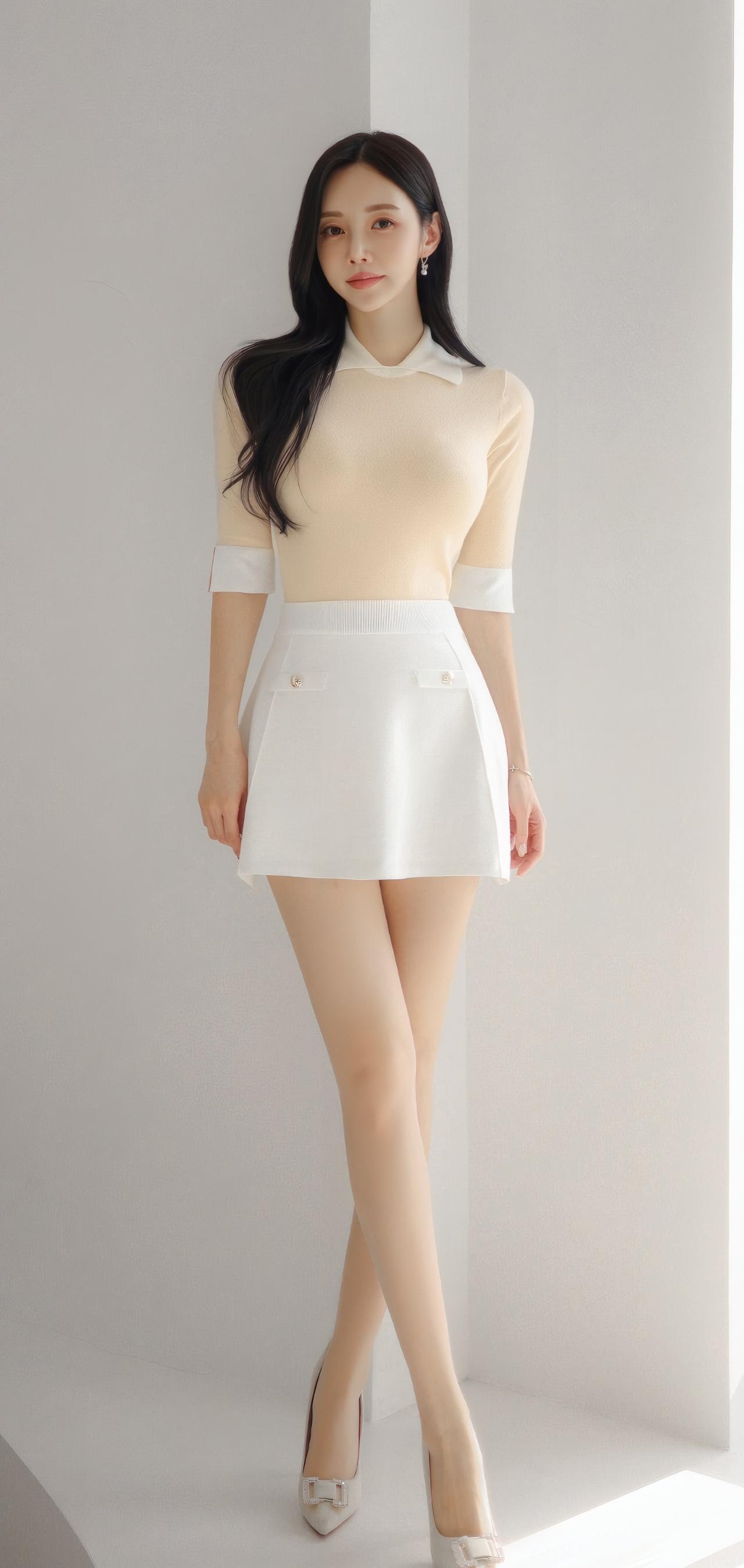 优雅白裙搭配，清新自然，尽显迷人魅力！🌸👗💃