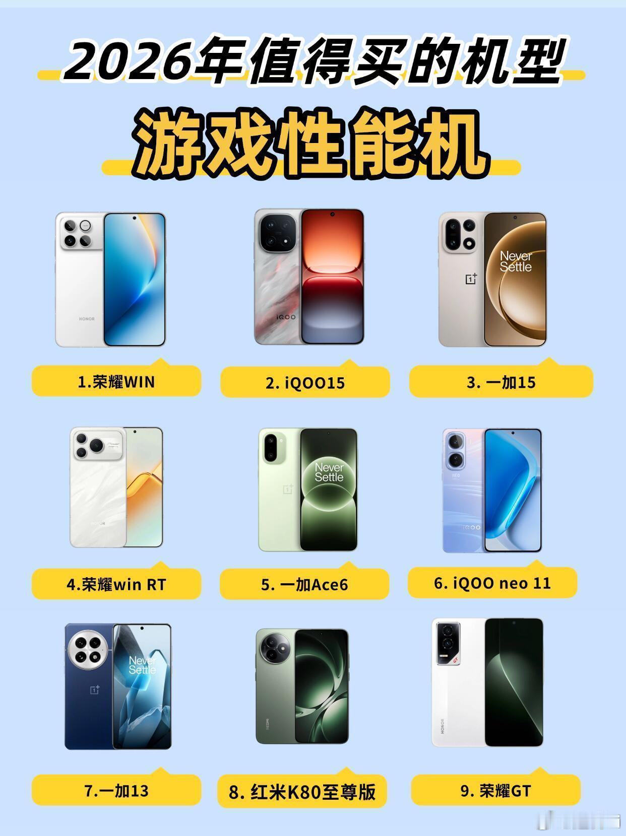 2026年游戏性能手机推荐，照着看就够了|||主流的手机厂商打造的游戏性能机其实