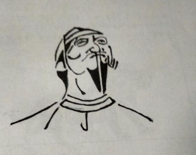 〔看图猜字〕
图中帅哥好潇洒；
画面隐藏几个字；
我只看到一个字；
这字衣领有凉