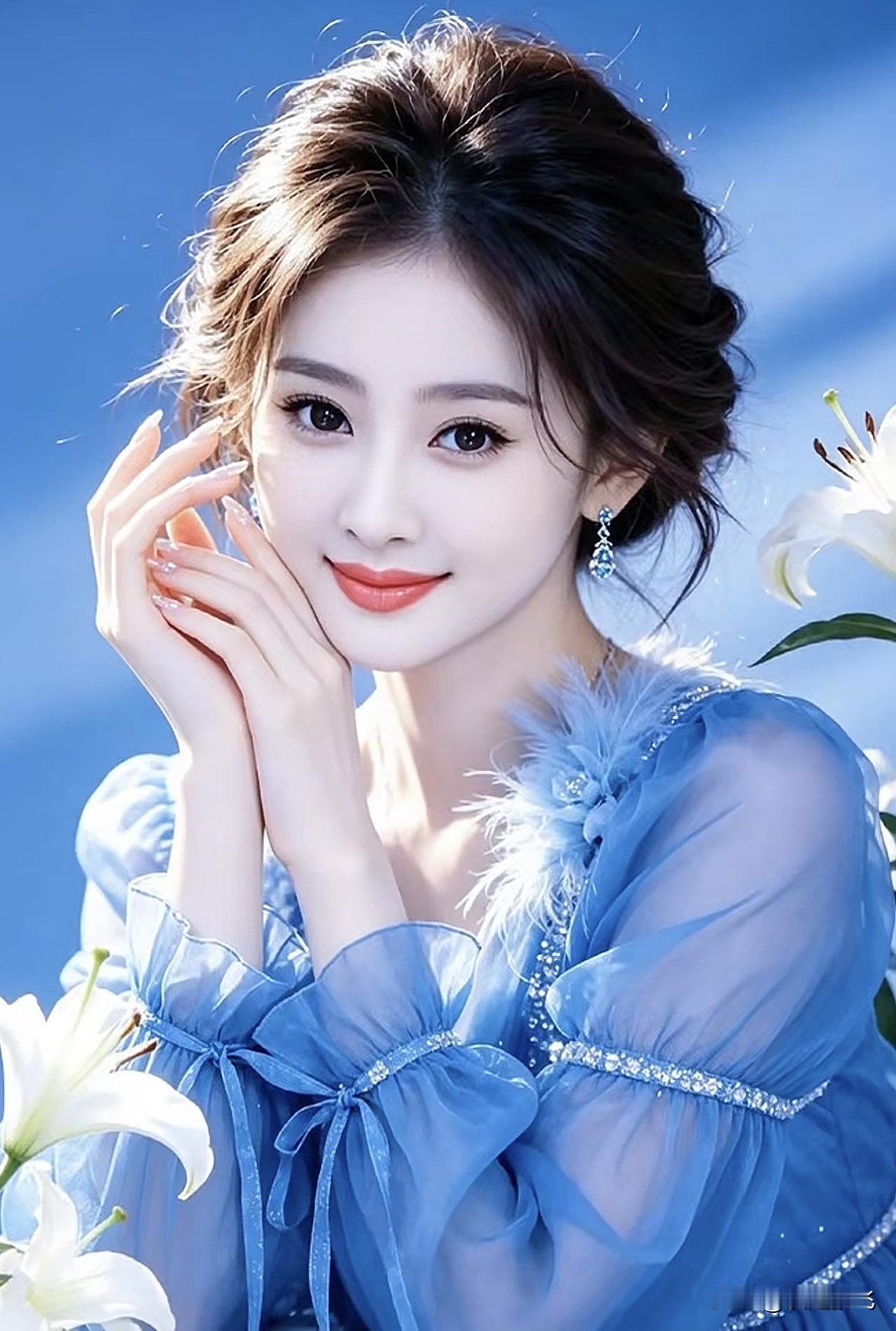 梦幻蓝调少女，温柔似水，宛如童话中的公主。温柔甜美少女 蓝调美女 梦幻甜美女风 
