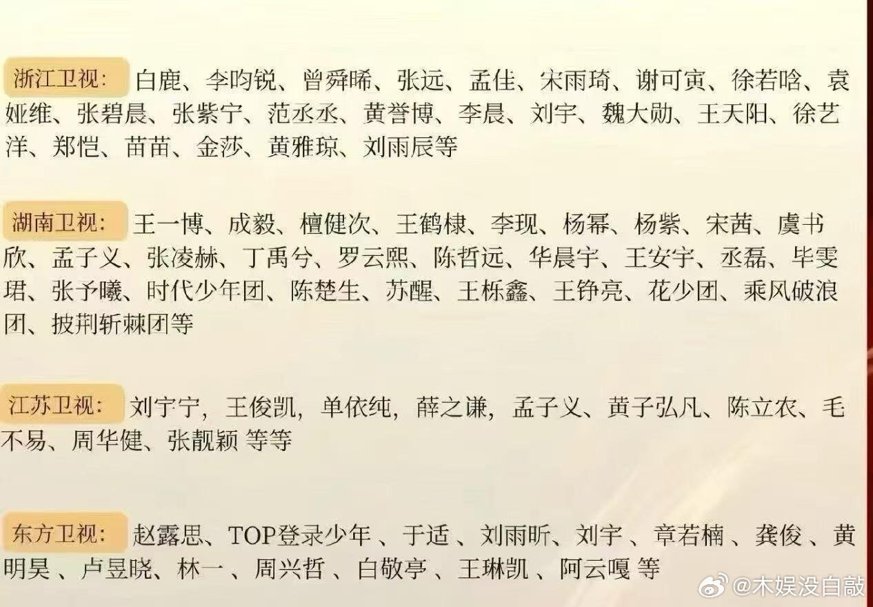 四大卫视跨年晚会，基本阵容确认🈶 