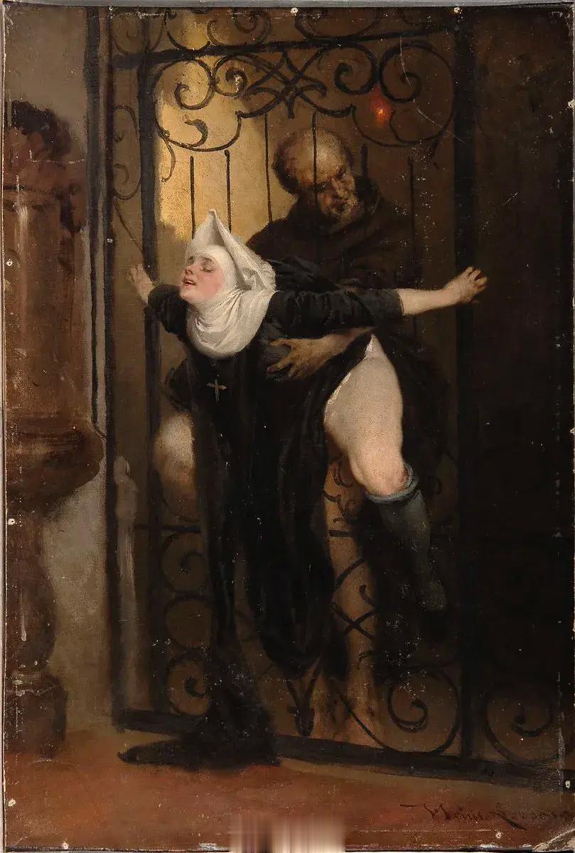 1879年，欧洲。德国风俗画家 Heinrich Lossow的作品《罪》，这也