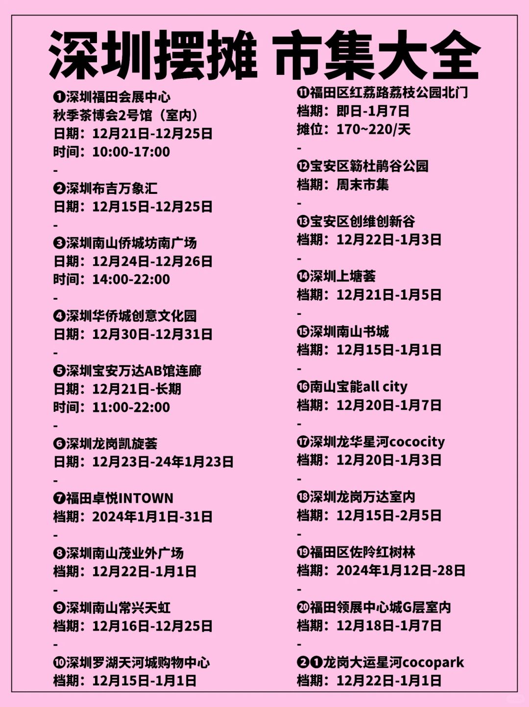深圳摆摊干货🔥市集摊位招募资讯汇总✔️