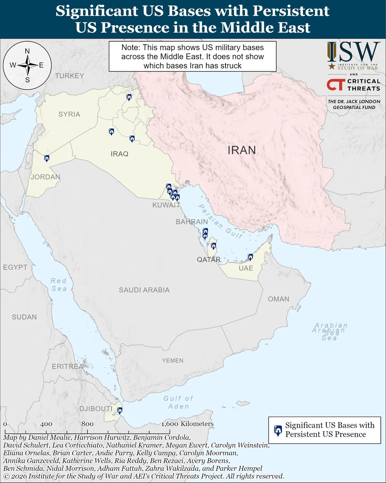 伊朗打击的美国军事基地，
并没有明确哪些还是全部被炸。