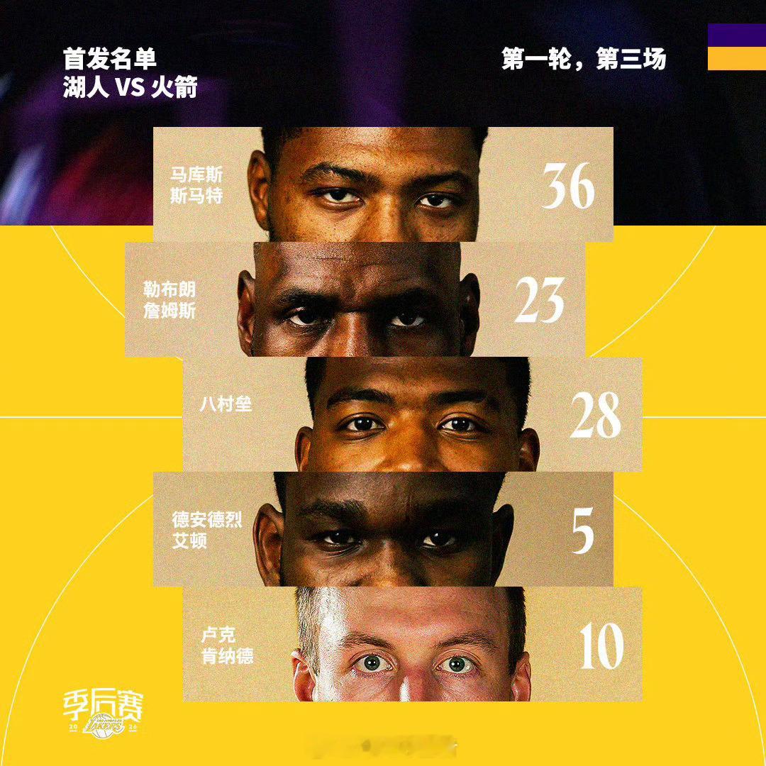首发来了：詹姆斯  斯马特 八村垒 肯纳德 
